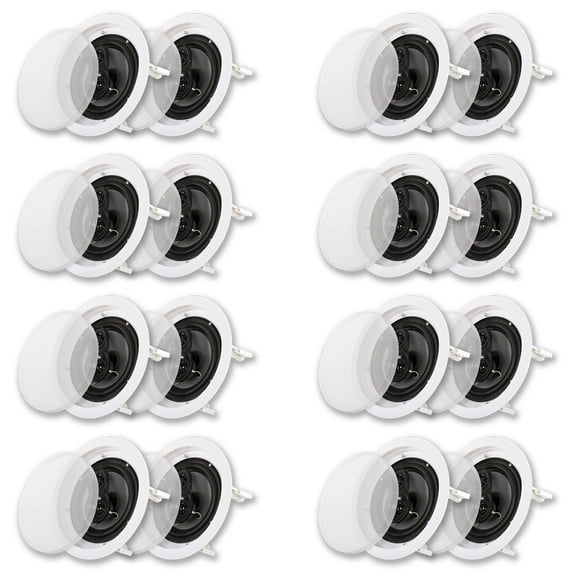 Acoustic Audio CS-IC63 In Ceiling 6.5" Speaker 8 Pair Pack 3 Way Home Theater Flush Mount