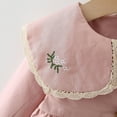 thumbnail image 3 of Yidarton English Style Doll Collar Girl's Windbreaker Coat Coat 2022 Baby Solid Color Cotton Outside Clothes Pink 100CM, 3 of 12