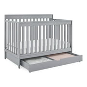 Delta Children Mercer 6-in-1 Convertible Crib with Storage Trundle, Greenguard Gold Certified, Bianca White/Grey