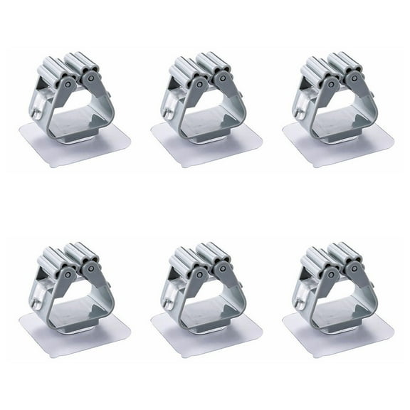 No Drilling Wall Mounted Broom Holder, Mop Holder, Self-Adhesive Broom Clip For Kitchen, Bathroom, Garden (6 Pieces) - grey