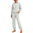 thumbnail image 2 of Stralyhd Two Piece Set Womens Vacation Long Sleeve Outfits 2026 Fall Jogger Sweatsuit Fleece Fashion Casual Lounge Sets Light Gray XXL, 2 of 5