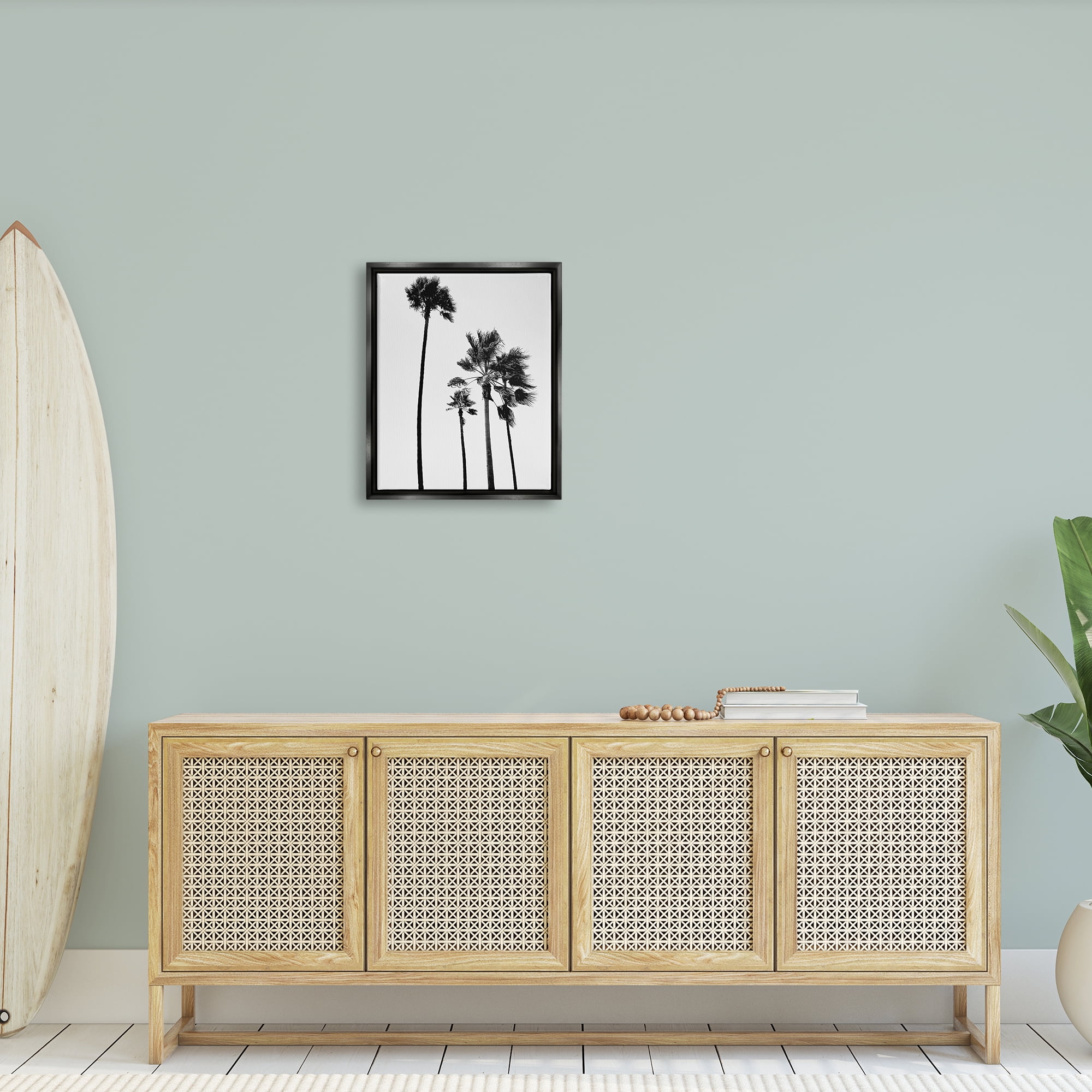 Stupell Industries Looming Palm Trees Clear Summer Sky Photography Photograph Jet Black Floating Framed Canvas Print Wall Art, Design by Amelia Myers