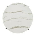 thumbnail image 6 of Round Contemporary Marble Finish Veneer Top Black Metal Large Coffee Table - (White Marble), 6 of 10