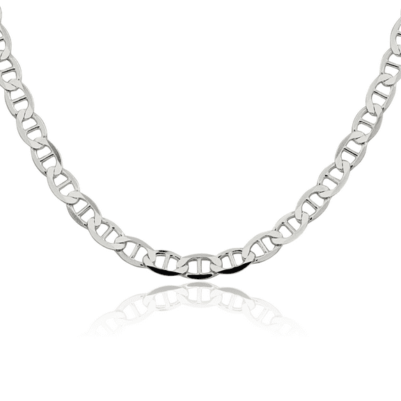 925 Sterling Silver 5.7mm Anchor Mariner Link Chain Necklace