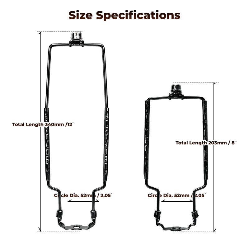 8 9 10 11 12 inch Lamp Shade Harp Holder, Adjustable Lamp Harp Kit, Fit Both Standard Lamp Rod and E14 E26 E27 Light Base UNO Fitter Adapter Converter Finial Set, AEELLEEA  Lampshade Bracket Black