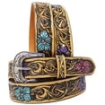 thumbnail image 2 of 29-30  Men's 1-1/2" Wide Tan Leather Floral Tooled Casual Jean Belt 26FK20, 2 of 3
