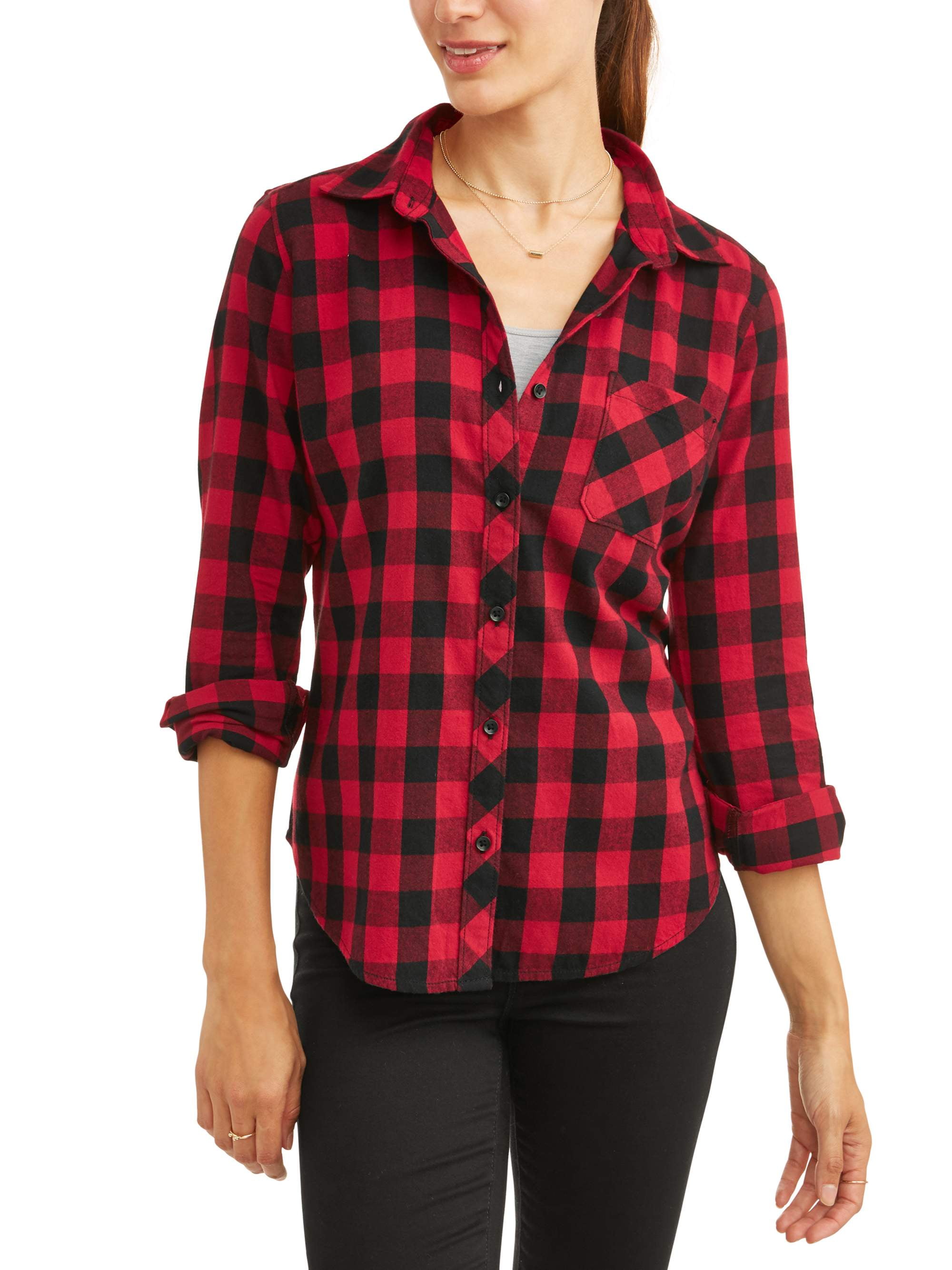 Brushed Cotton Plaid Shirt - Walmart 