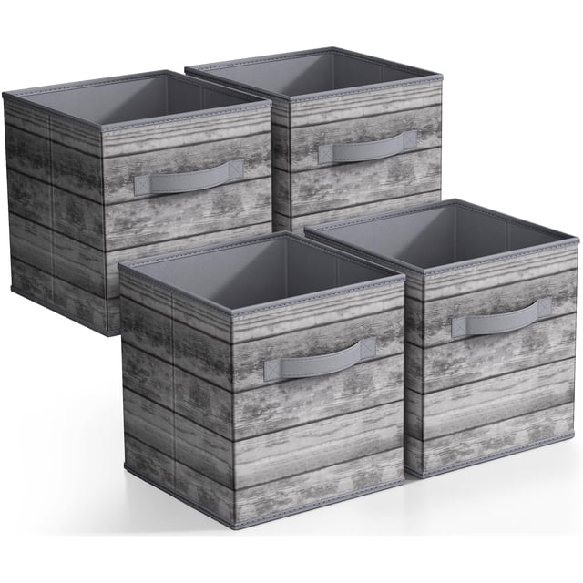 Sorbus Contenedores de almacenamiento plegables – Cubos de almacenamiento de tela plegables resistentes de 11 pulgadas con asa – 4 cestas para organizar ropa y juguetes – Cestas de organización y alma