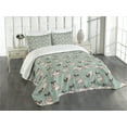 thumbnail image 3 of Ambesonne Pug Quilted Bedspread Set 3 Pcs, Sitting Stretching Dog, Queen Size, Turquoise, 3 of 5