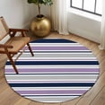 thumbnail image 2 of Round Rug 5Ft Washable Non-Slip, Purple Grey Striped Circle Area Rugs for Living Room Bedroom, Farmhouse Stripes Modern Abstract Art Indoor Floor Mats Carpet Runner for Home Decor Aesthetic, 2 of 8