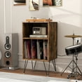 thumbnail image 2 of Giantex Meuble pour Tourne-Disque, Armoire de Rangement pour Disques Vinyles pour Salon, Chambre, Brun Rustique, 2 of 7