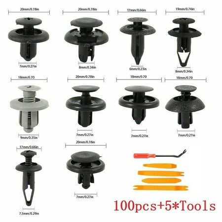 

100 Pack Auto Trim Clip Bumper Clip Auto Auto Rivet Fastener Panel + 5 Tools