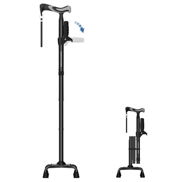 KingPavonini Walking Cane for Women/Men with Second Handle, 4 prong cane for Seniors & Adults