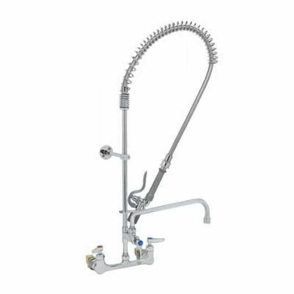 T&S Brass - EasyInstall Pre-Rinse, 8'' Wall Mount, Ceramas, 12'' ADF, B-0107-J, B-0230-K, Swivel