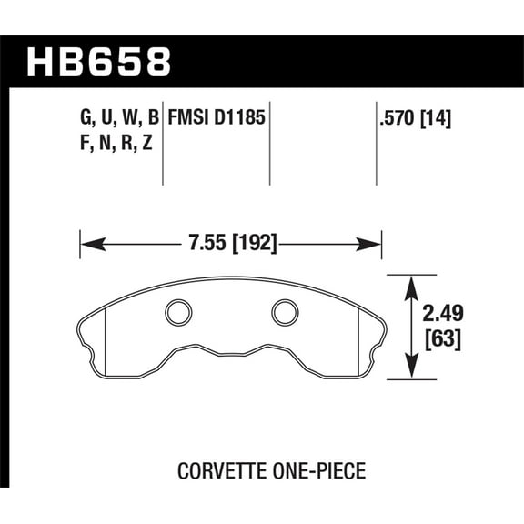 Hawk 06-10 Chevy Corvette (Improved Pad Design) Front HPS Sreet Brake Pads - HB658F.570 Fits select: 2010-2013 CHEVROLET CORVETTE GRAND SPORT, 2006-2009 CHEVROLET CORVETTE Z06