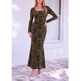 thumbnail image 7 of PRETTYGARDEN Women's Long Sleeve Floral Maxi Bodycon Dress Cocktail Dresses for Wedding Guest, Square Neck, Stretchy Mesh, Elegant Classy, Formal Holiday Party, 7 of 7