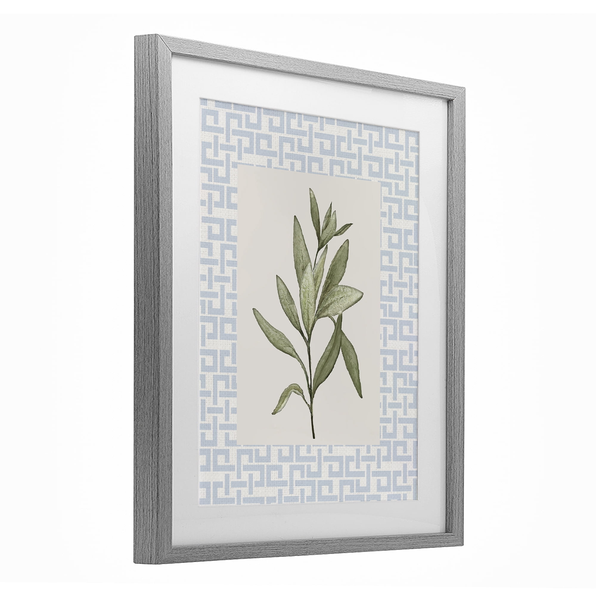Stupell Industries Leafy Fresh Herb Gray Framed Print Under Glass, design by Diannart