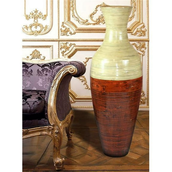 43 x 13 in. Tall Bamboo Floor Vase, Red & Natural