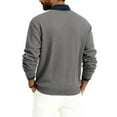thumbnail image 3 of CCRFTGI Sweater for Men 2025 Fall Casual Ribbed Solid Color Sweater Lightweight Long Sleeve V-neck Sweater Pullover Cable Knitted Sweater Top Dark Gray 3XL, 3 of 6