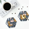 thumbnail image 4 of Rateoe Llama and Cactus Drawing Drink Coasters Set of 4 Leather Coasters Spill Protection for Table Desk,Durable and Non Slip Leather Coaster ,4 Inches Drink Mats-Hexagon, 4 of 6