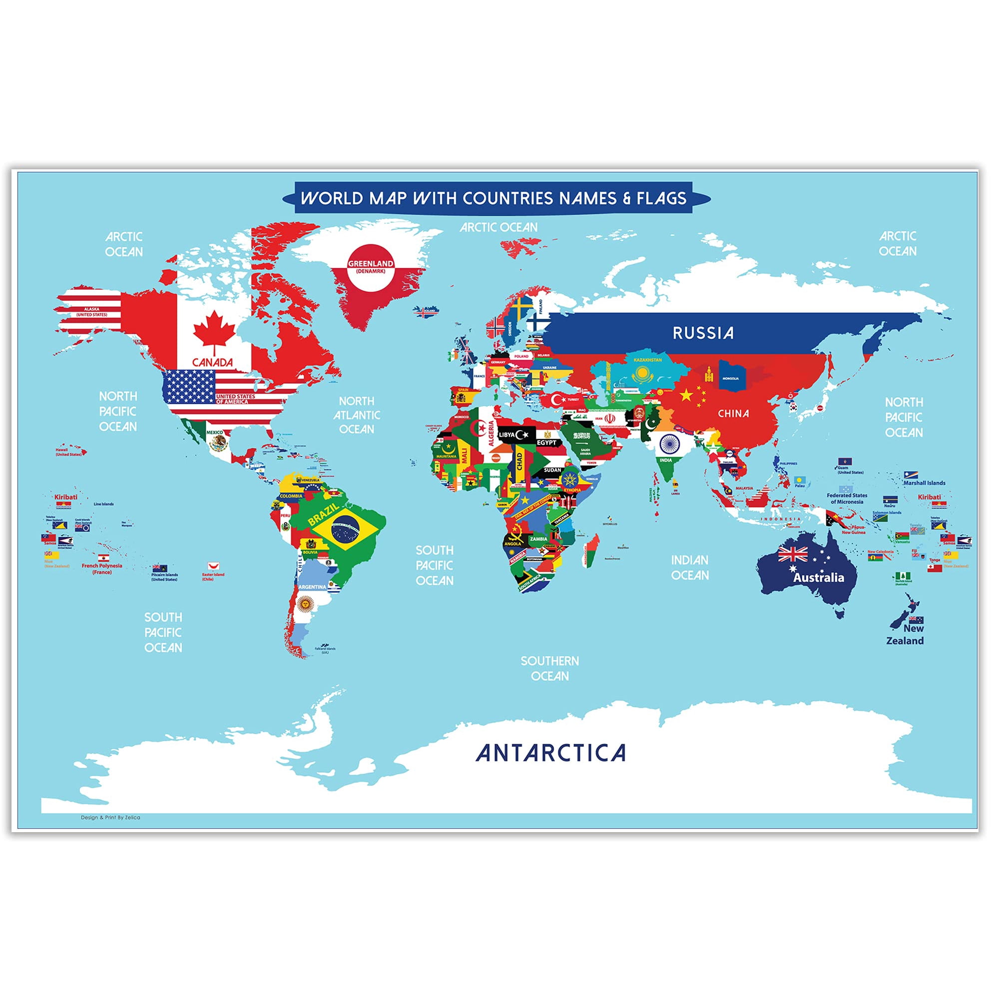 Laminated World Map Poster for Kids 13x19 Inches Educational Geography Learning Tool