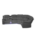 thumbnail image 4 of Modern Gray Faux Leather Reclining Sectional Sofa with Power Recline, USB-C Charging & Bluetooth, 4 of 8