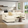 thumbnail image 5 of 110" L Shaped 3 Seater Cloud Couch for Living Room, Noelse Modular Sectional Sofa Bed with Deep Seat, Double Layer Cushions and Movable Ottoman, Beige, 5 of 15