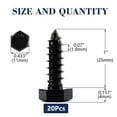 thumbnail image 2 of Tornillos De Cabeza Hexagonal De 1/4 "X 1" Pernos 20 Piezas De Acero Inoxidable 304 18-8 Tornillos De Madera De Cabeza Hexagonal De Rosca Parcial Óxido Negro Por Sg Tzh, 2 of 5