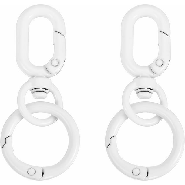 PATIKIL 2.2" Swivel Snap Hooks with Key Rings, 2Pcs Double Opening Metal Oval Swivel Spring Clasp Clip with O Ring for DIY Crafts Jewelry Lanyard Making, White