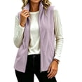 thumbnail image 2 of Fleece Vest for Women Full Zip Jacket Sleeveless Stand Collar Warm Fall Winter Outerwear Coat with Pockets (XL, Purple), 2 of 8