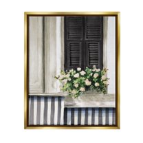 Stupell Industries Window Flower Bouquet Painting Metallic Gold Floating Framed Canvas Print Wall Art, Design by Lanie Loreth