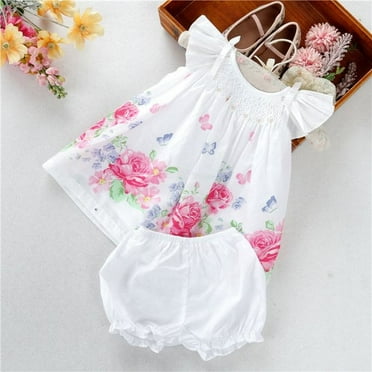 Baby Girls Floral Spring Easter Smocked Dress with Bloomers 18M