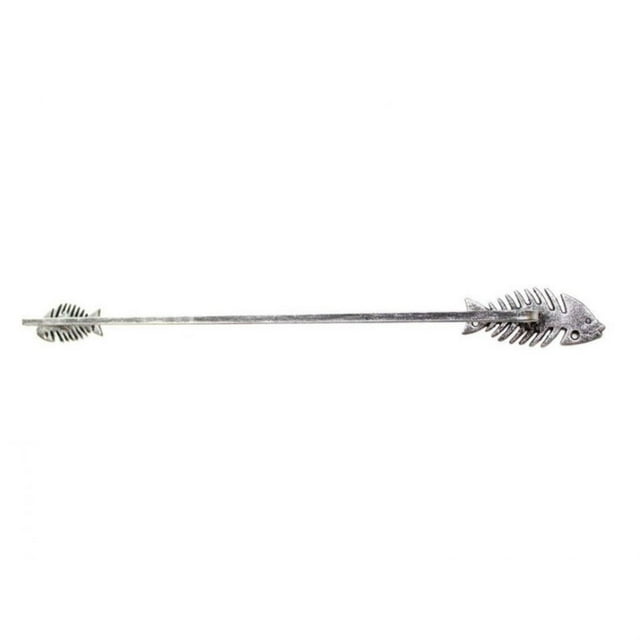 Rustic Silver Cast Iron Decorative Fish Bone Bath Towel Holder 28"
