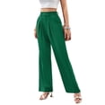 thumbnail image 3 of Women'S Wide Leg Dress Pants High Waisted Trousers Business Casual Slacks Button Palazzo Pant Green M, 3 of 8