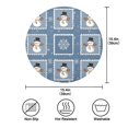 thumbnail image 3 of 15.4" Round Placemat Set of 6 Polyester Fabric Place Mats Non-Slip Dining Kitchen Table Mats for Kitchen Party Decor Smiling Snowmen Wearing Black Hats, 3 of 5