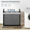 thumbnail image 6 of Laundry Hamper 3 Section, 120L Rolling Laundry Sorter Cart with Removable and Washable Liner Bag, Rolling Clothes Hamper with Metal Handle for Laundry Room and Bedroom, Gray, 6 of 14