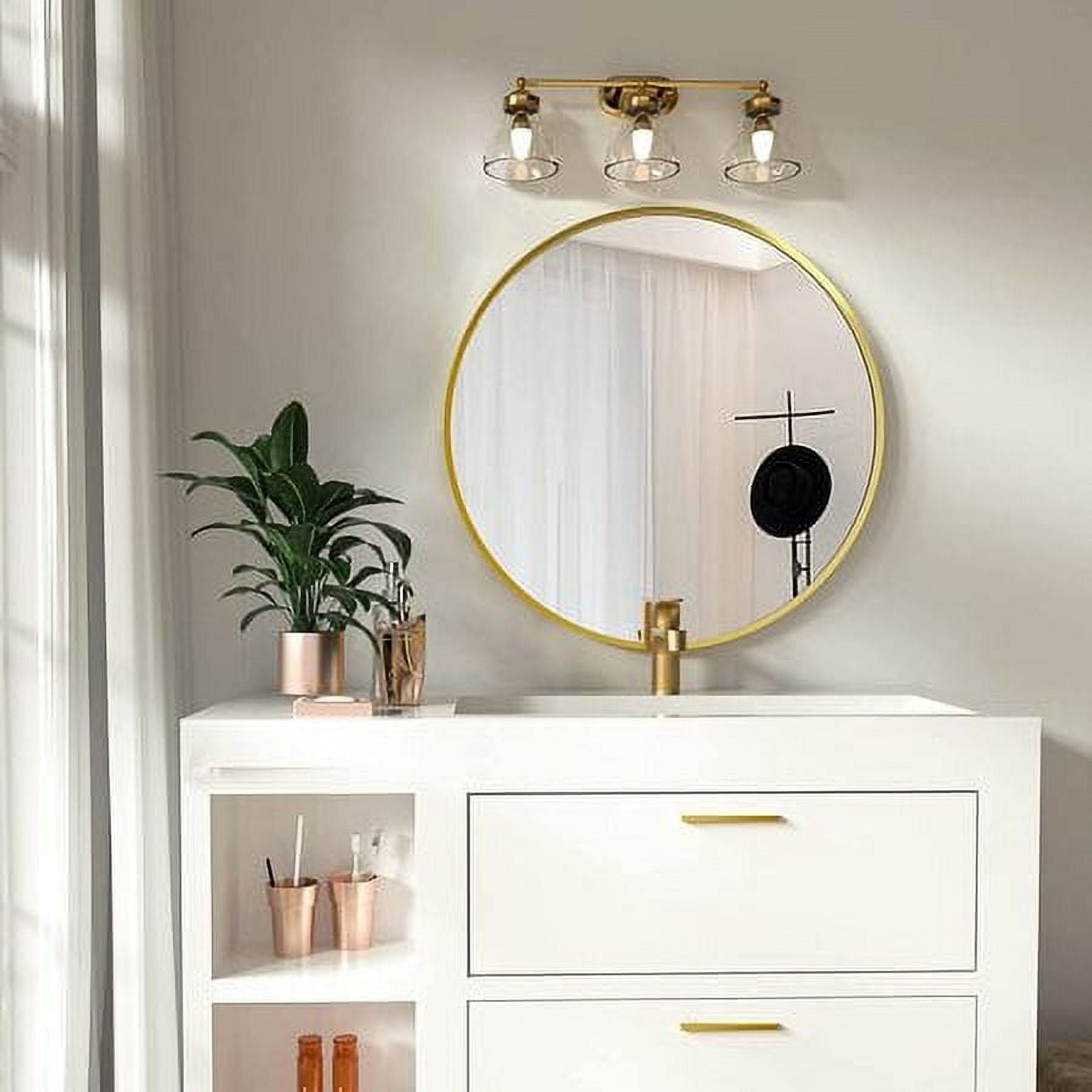 Mirolume 24" Bathroom Mirror Round Wall Mirror Mirror Wall Mounted Leaning Classic, Gold
