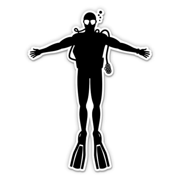 Scuba Diving Diver - 12" Vinyl Sticker Waterproof Decal