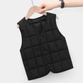 thumbnail image 5 of Riecok Kids Puffer Vest Sleeveless V Neck Button down Cropped Jackets Thermal Solid Warm Winter Outerwear Black 1-2T, 5 of 6