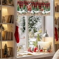 thumbnail image 3 of Christmas Valances for Windows, 54 x 18in, Reindeer Sled Cottage Trees Plants Snowflakes Red Plaid Rod Pocket Kitchen Valance Curtain Light Filtering Window Treatments for Living Room Bedroom, 3 of 7