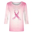 thumbnail image 4 of Vivianyo HD Women's 3/4 Sleeve Graphic Print Top, Straight Hem Crew Neck Pullover Blouse, Casual Tee for Charity Event and Daily Social Gathering, Sizes S-5XL, 4 of 5