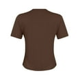 thumbnail image 7 of Crop Tops For Women Short Sleeve Crew Neck Athletic Outfit Basic Tee Slim Fitted Cute Thermal Layering Tight Shirt Workout Juniors Y2k Teen Girls Tops Brown XL, 7 of 7