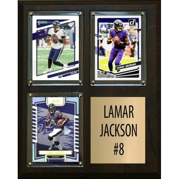 Lamar Jackson 3 Card Plaque Donruss Fleer Topps 2023 2024 Ravens