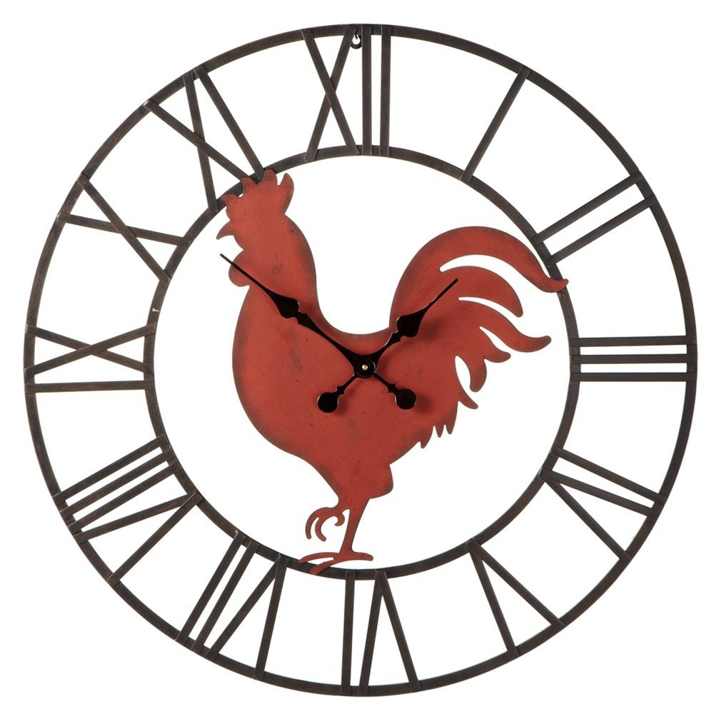 Midwest Farmhouse Rooster Large 30" Metal Wall Clock with Roman
