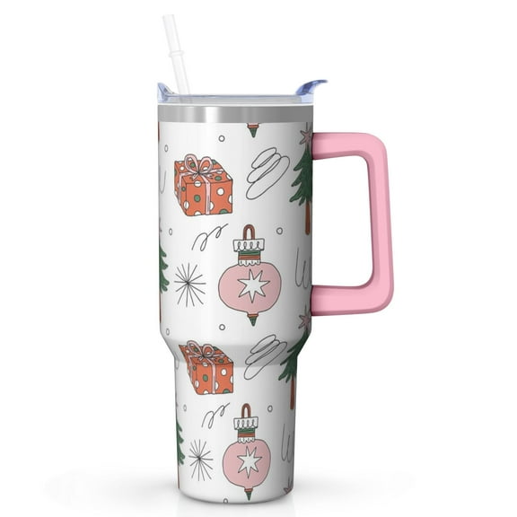 40oz Christmas Ornaments Tumbler with Lid Straw Leak Proof Stainless Steel Cup Holiday Presents Gifts