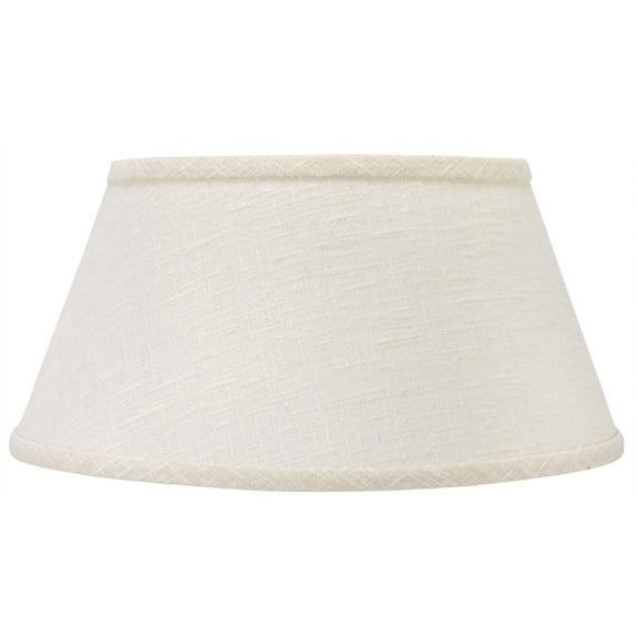 White Linen Shallow Oval 14 Inch Vintage Bouillotte Style Lampshade