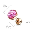 thumbnail image 2 of MoBody 16G Synthetic Druzy Stone Tragus Earring Surgical Steel Cartilage Barbell Helix Piercing Stud (1.2mm) (Rose Gold/Pink), 2 of 4