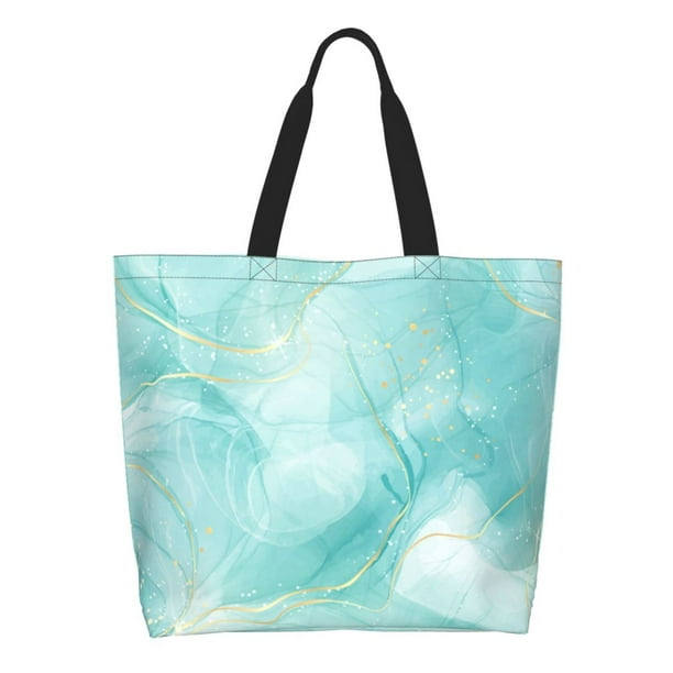 Disketp Blue Marble Bolsa Tote Estampada para Mujer, Bolso de Hombro y de Mano para Compras y Viajes