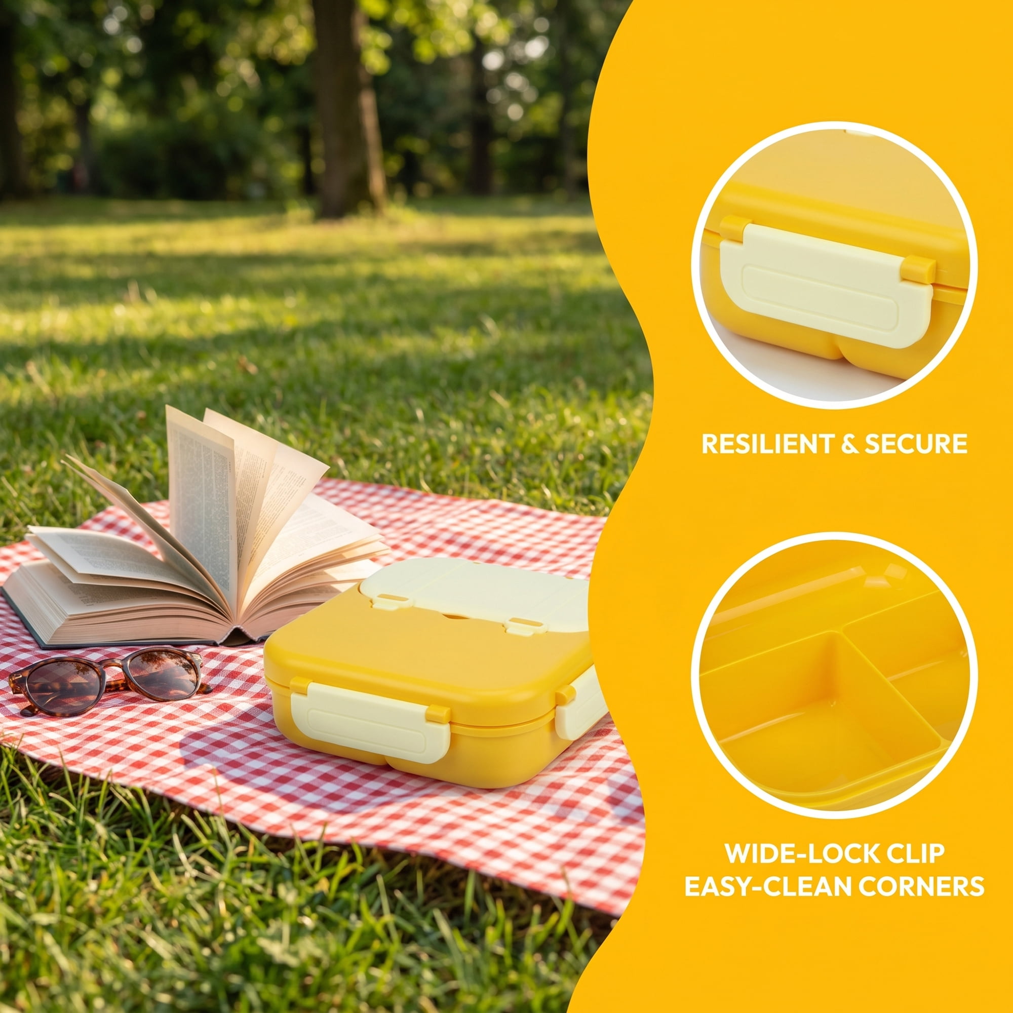 Unique Bargains Leakproof Meal Lunch Bento Box for Work Yellow