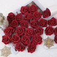 thumbnail image 5 of Flores artificiales, rosas, flores de imitación, flores falsas de aspecto real, rosas azules (rojo vino, sin tallo), 5 of 5
